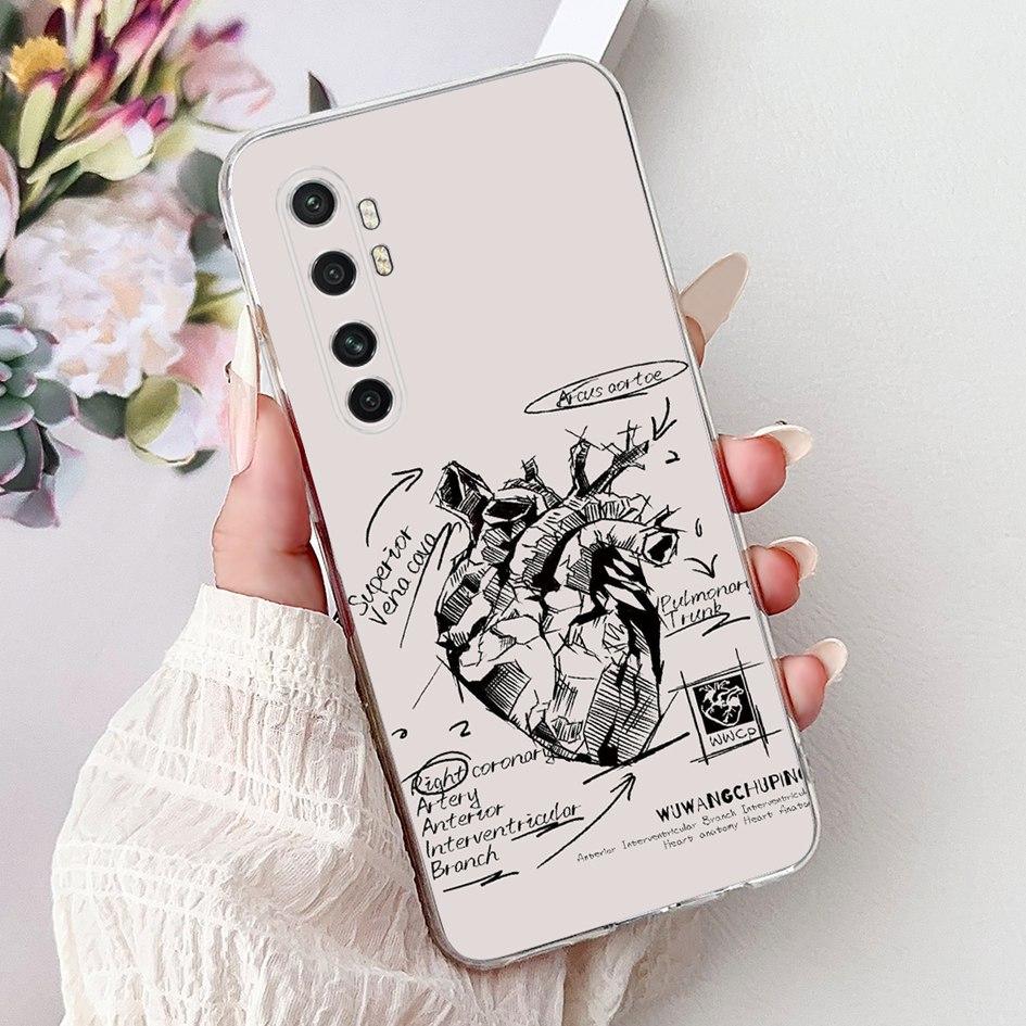 Case For Xiaomi Mi Note 10 Lite Back Cover Clear Silicone Funda Marble Cat Cartoon Coque For Xiaomi Note 10 Mi Note10 Pro Covers