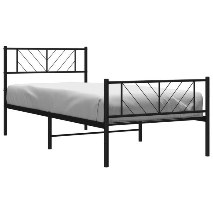 VidaXL Metal Bed Frame with Headboard-Footboard Black 90x190 Cm 372189