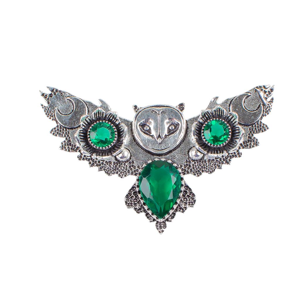 Green Emerald Gemstone Sterling Silver Pendant, 925 Stamped Silver Necklace, Emerald Silver Jewelry, Thanks Giving Gift JCP-8-10