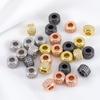 5Pcs 6.5x9mm Cylindrical Spacers Bead DIY Jewelry Making Large Hole Wheel Beads Necklace Bracelet Paved Zircon Brass Accessories