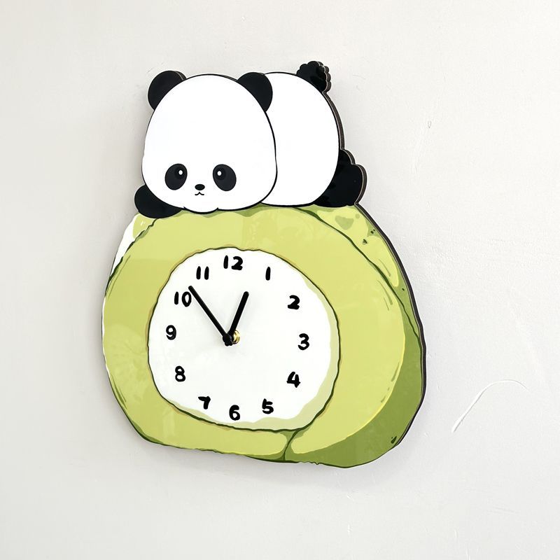 New Panda Cartoon Clock for Home Living Room, Simple Clock Decoration, Quiet, Cute and Creative Wall Clock