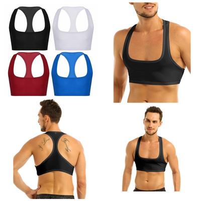 Men's Sexy Y Back Sleeveless Muscle Half Tank Top Vest T-Shirts Sports Bras
