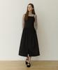 Adowl Thin Line Raw Rise Button Long Dress - Black