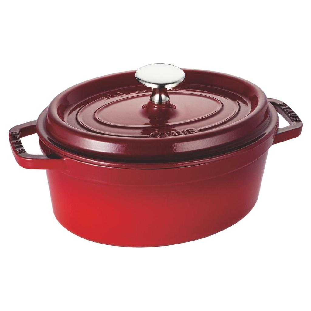 STAUB Cocotte Oval Cherry Small Hand Cast Enamel Pot IH Compatible Japanese La Cocotte Oval "Pico 17cm" [Authorized Product] 40511-498