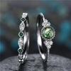 925 Sterling Silver Ring Set for Women Emerald Zircon Crystals Engagement Wedding Jewelry Glamour Gifts