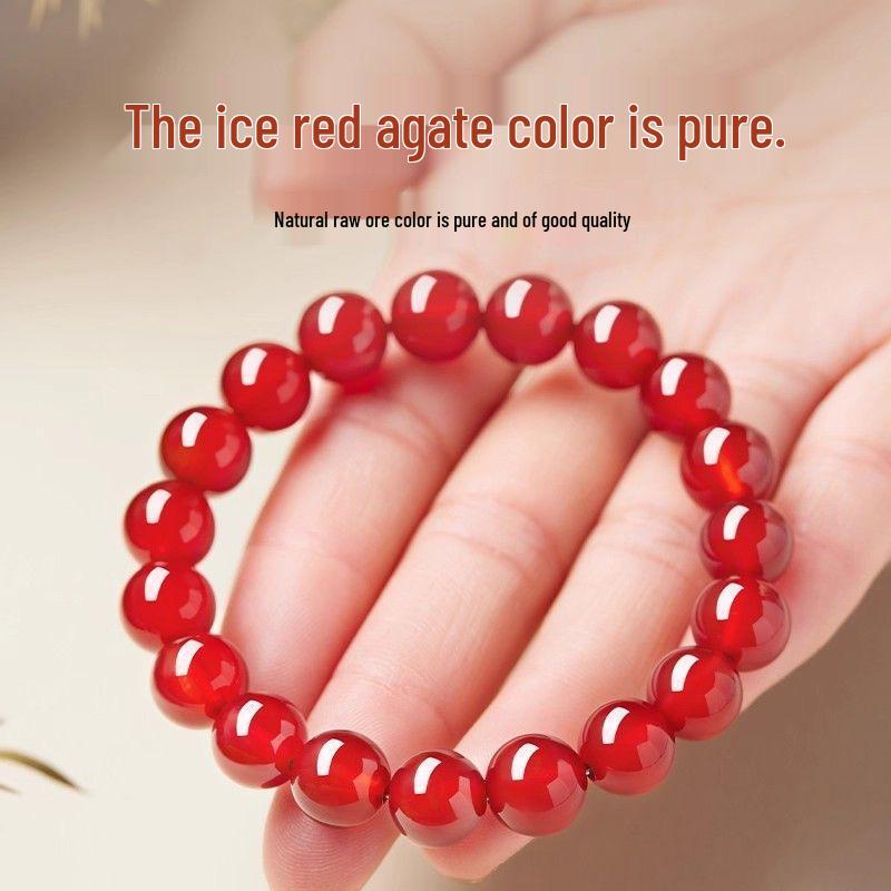 Red Agate Dragon Birth Year Bracelet for Couples, 7A Grade Chalcedony Beads, Unisex Accessory