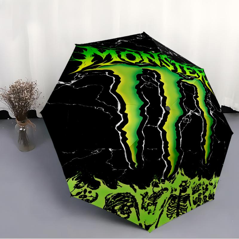 Printed Monster Energy LOGO Printed Folding Umbrella,Outdoor,Leisure,And Travel Umbrella,Durable Umbrella Fabric,Birthday And Holiday Gift