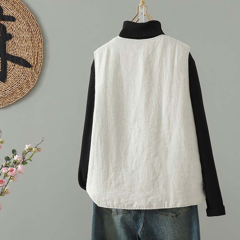 Weste für Damen Baumwolle Herbst Winter Ärmellos Einfarbig Tops Weste Übergröße Verdickte Weste