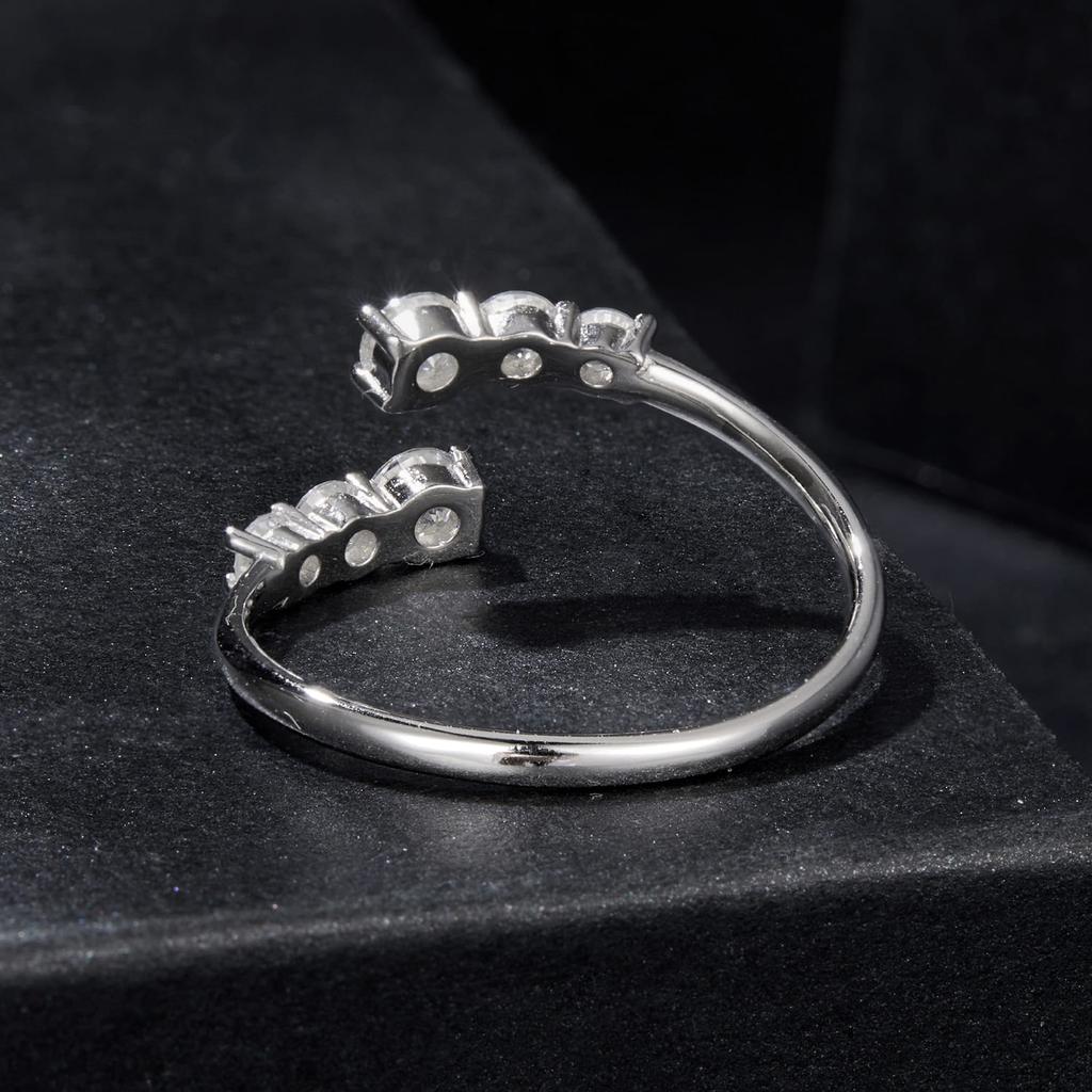 Silver adjustable moissanite ring 925 silver