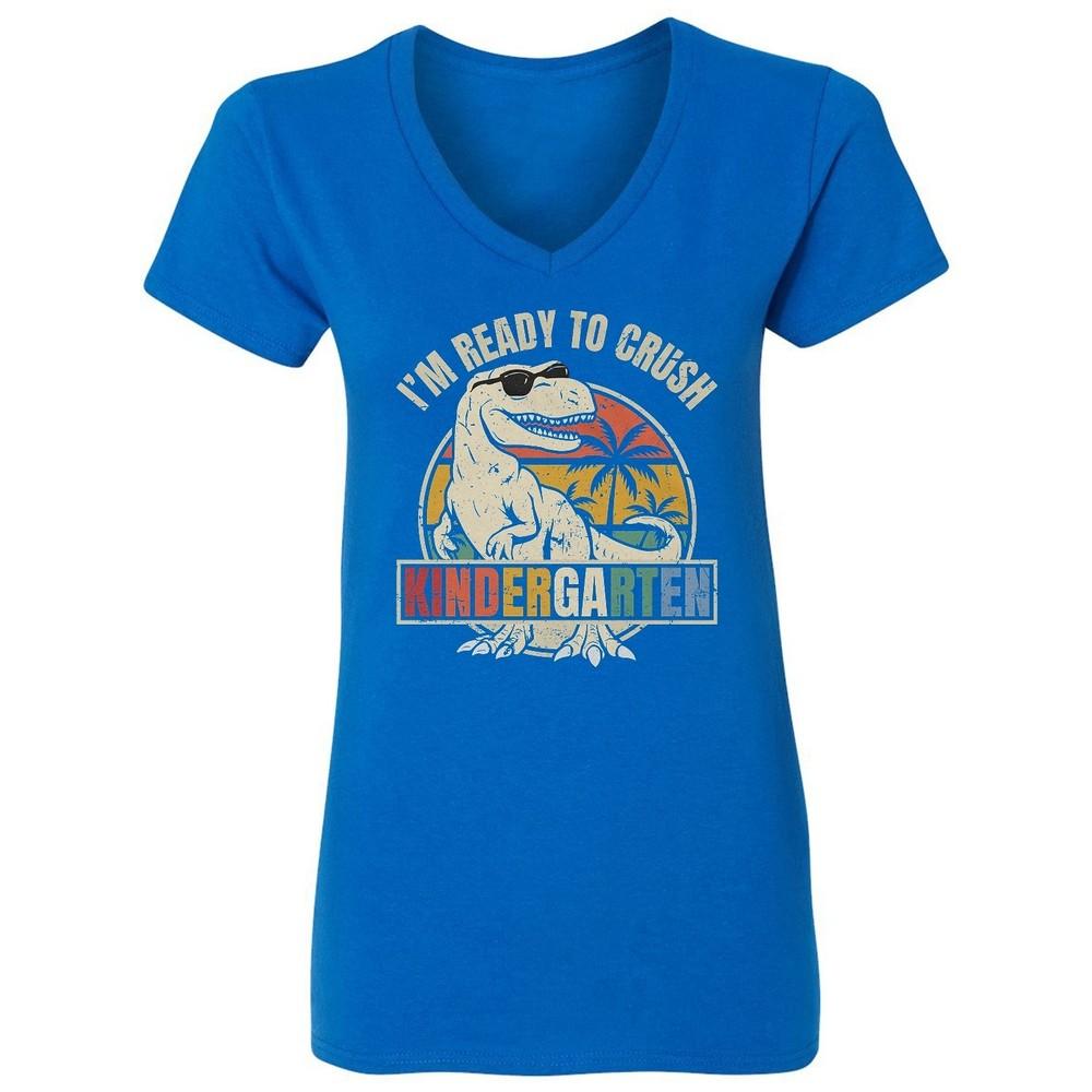 

Funny Kindergarten Dino - I’m Ready to Crush Graphic Ladies V-Neck Tshirt Unisex T-Shirt XXXL