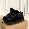 Women Natural Sheepskin Ultra Mini Snow Boots New Design Classic Sheep Fur Wool Lace up Ankle Boot Leather Winter Warm Men Shoes