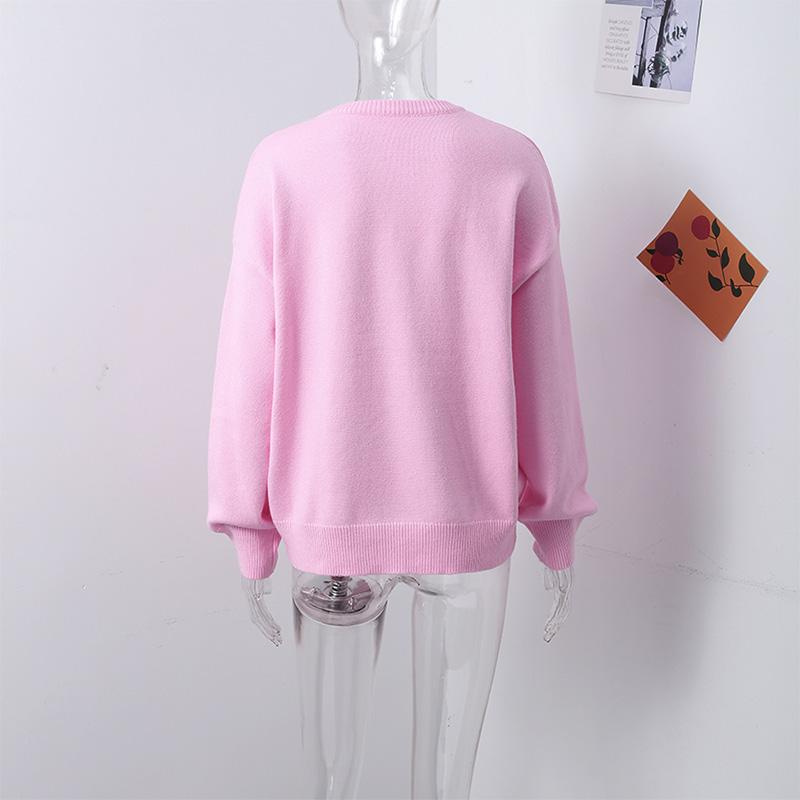 Women Sweaters Knit Basic Pullover Long Sleeve Round Neck Solid Spring Streetwear Knitwear Loose Elegant Jumper Female Tops