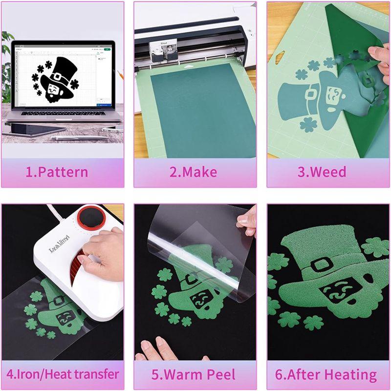 A84E-Vinyl Puff Vinyl Heat Transfer 3D Puffy Heat Transfer Vinyl For T-Shirts, Easy To Cut & Weed & Transfer 10PCS