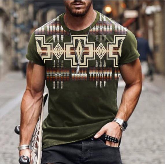 Men's Summer Casual 3D Printing Street Tide High Street Fashion Short Sleeve Sublimation T-Shirt Top