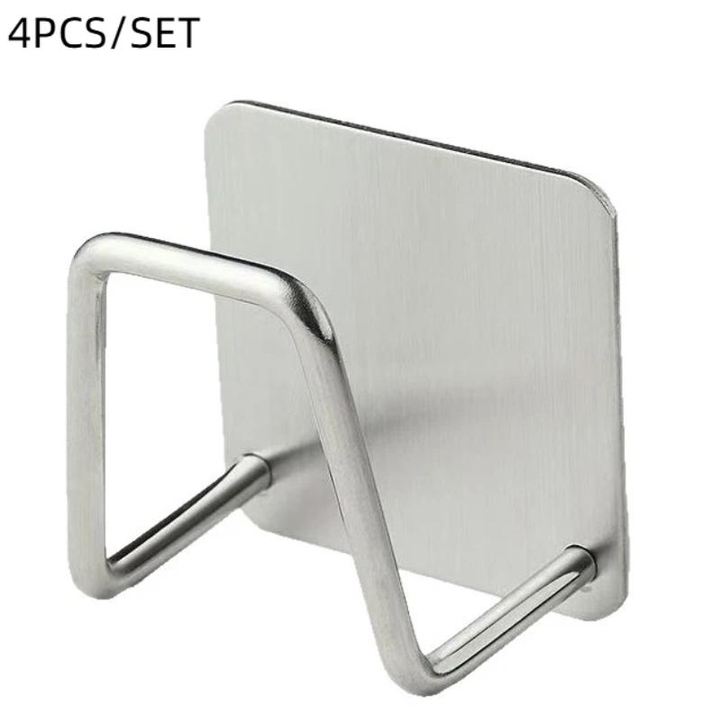 Kitchen Sink Organizer 4Pcs Self Adhesive Stainless Steel Sponge Holder onesize