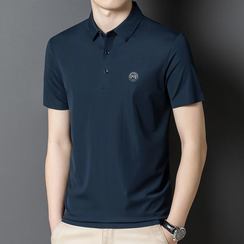 Short-sleeved T-shirt Men's Lapel Versatile Seamless Shirt Summer New Men's Silky Thin Style