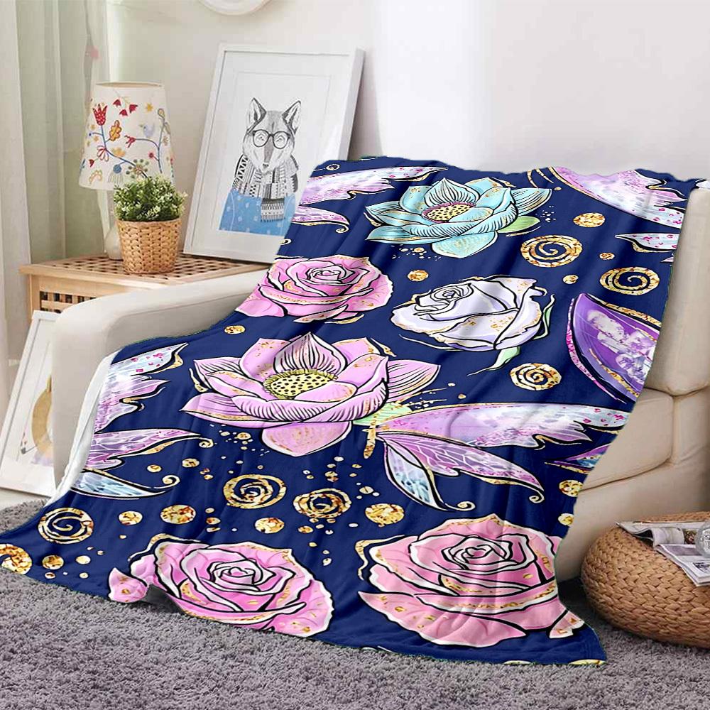 1 manta ligera de franela Floral Fantasy, manta cómoda y cálida, para oficina y camping, sofá cama, sala de estar115