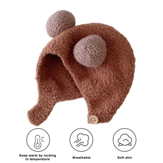 Nette Winter Warme Kinder Mädchen Jungen Baby Hut Fleece Hut mit Ball Dekor Patchwork Farbe Gehörschutz Hut Weiche Neugeborenen motorhaube Hut