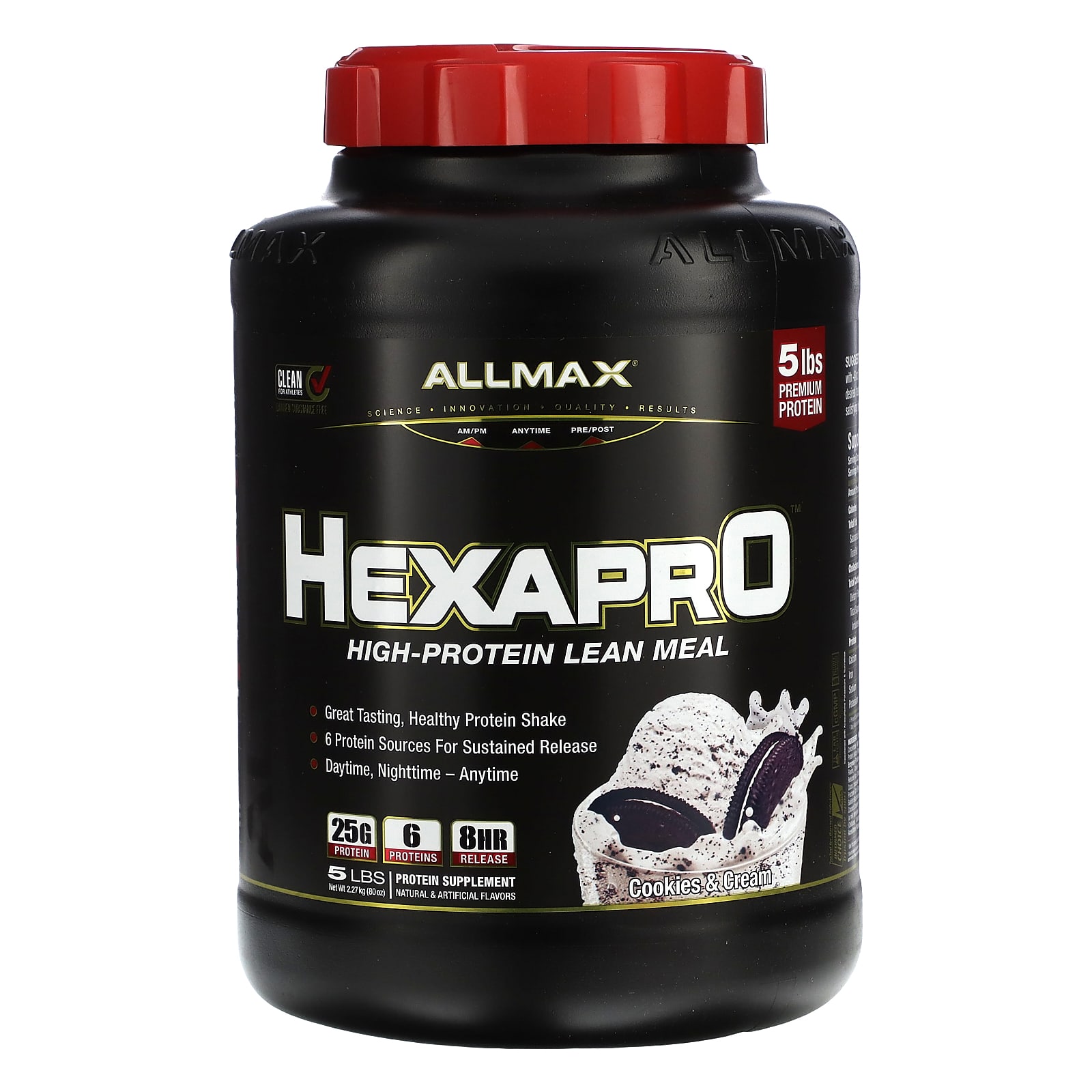 

Hexapro, High Protein Meal Replacement Supplement, Cookies & Cream, 2.27Kg(5Lbs)
