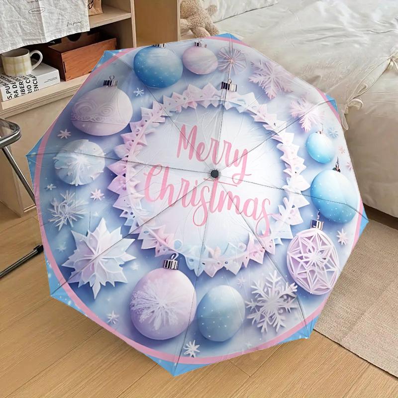 

1pc Christmas Decorations Automatic Folding Umbrella, 8 Ribs Iron Frame, Suitable for Outdoor Travel and Daily Use yy251120221