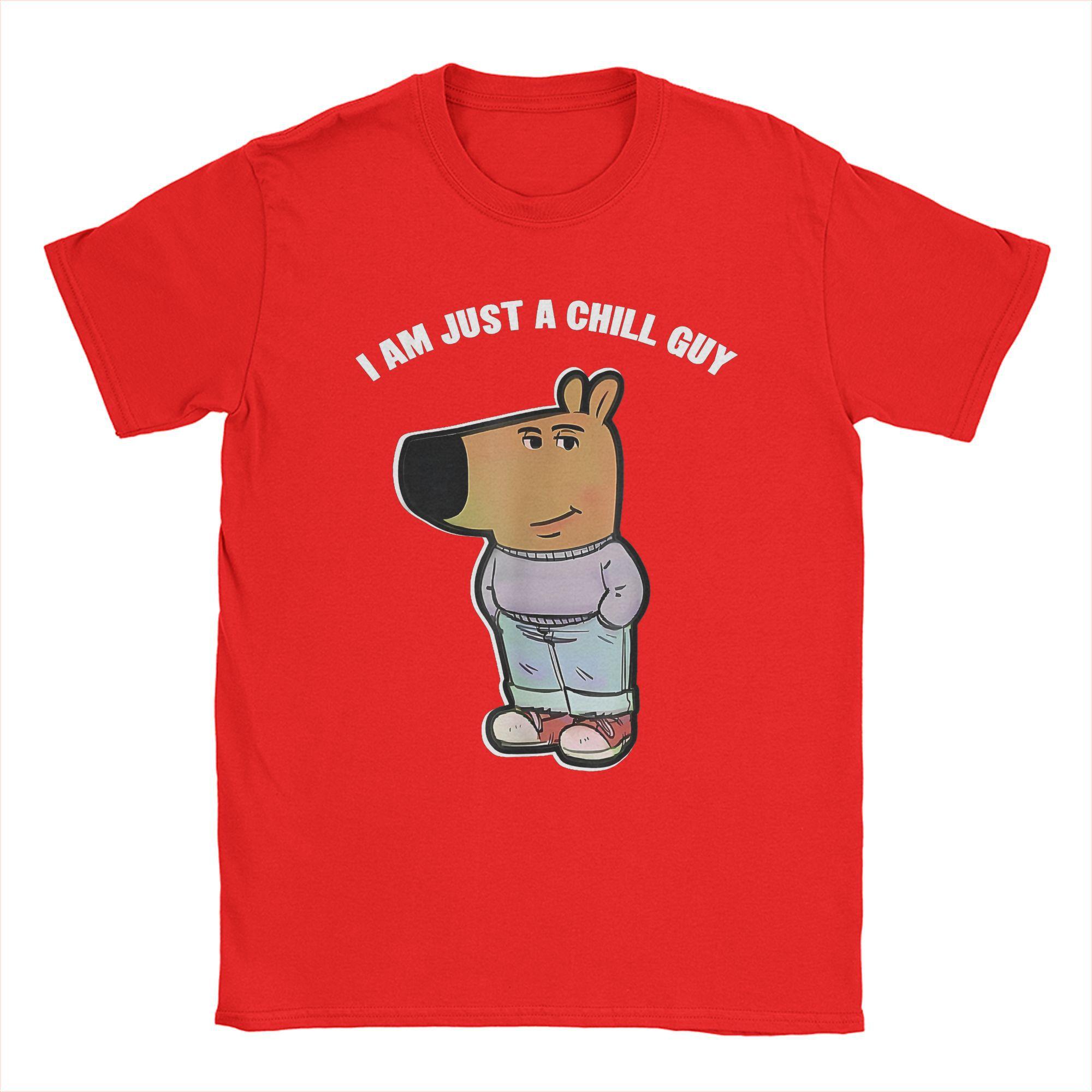 Мужская футболка My New Character Is A Chill Guy Funny T Shirt Cute Human Dog Чистый хлопок Одежда Funny Crewneck Tee Shirt Подарочные футболки S