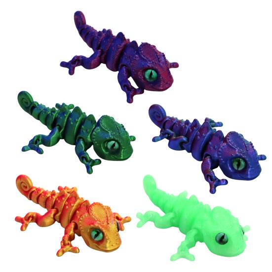 3D Printed Chameleon Figurine Movable Joints Mini Lizard Figure Articulated Animal Model Toy Home Office Bookshelf Desktop Decoration Ornament