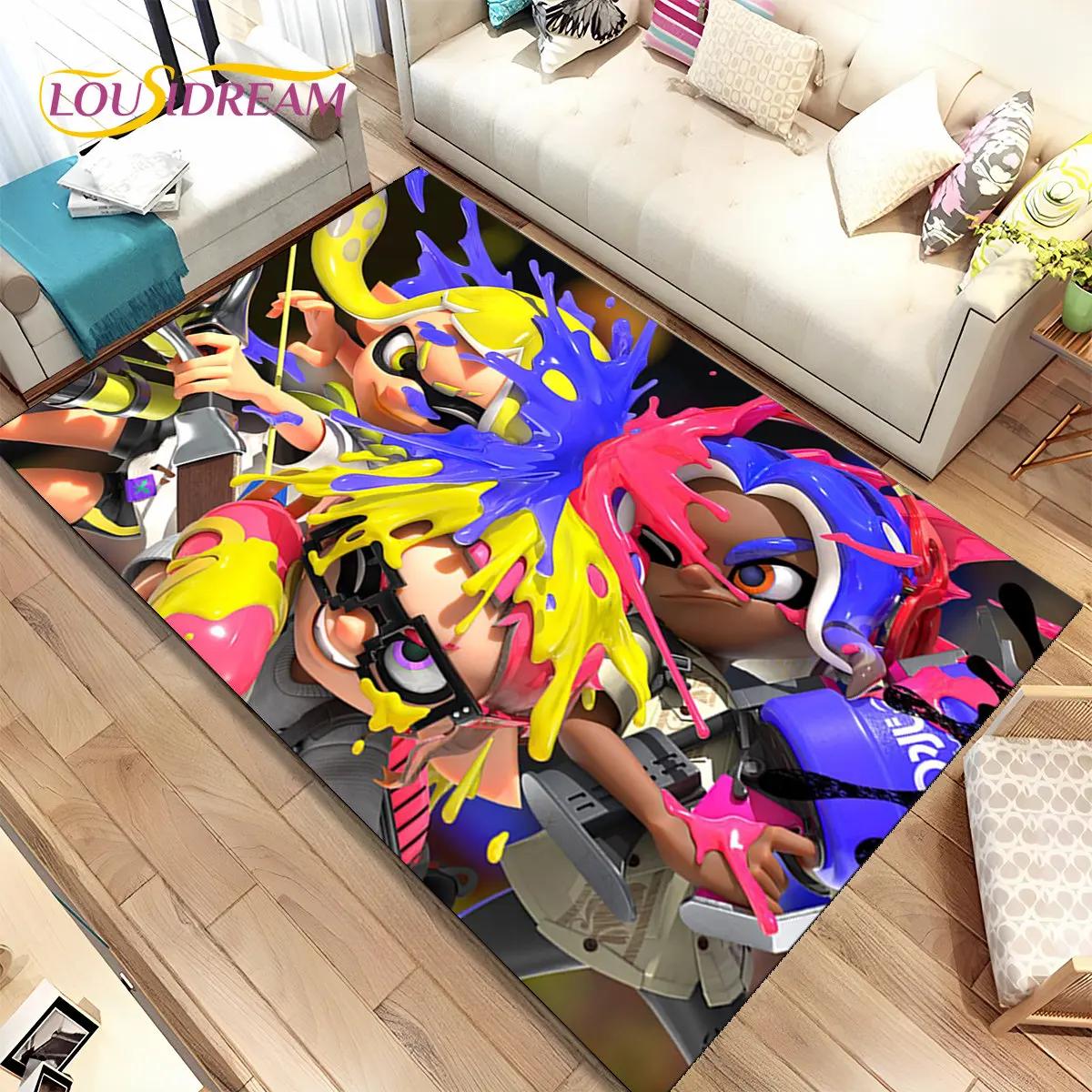 

Коврик с мультяшными играми S-Splatoon Gamers, коврик для гостиной, спальни, дивана, коврик для двери, детский игровой нескользящий напольный коврик 40x60cm