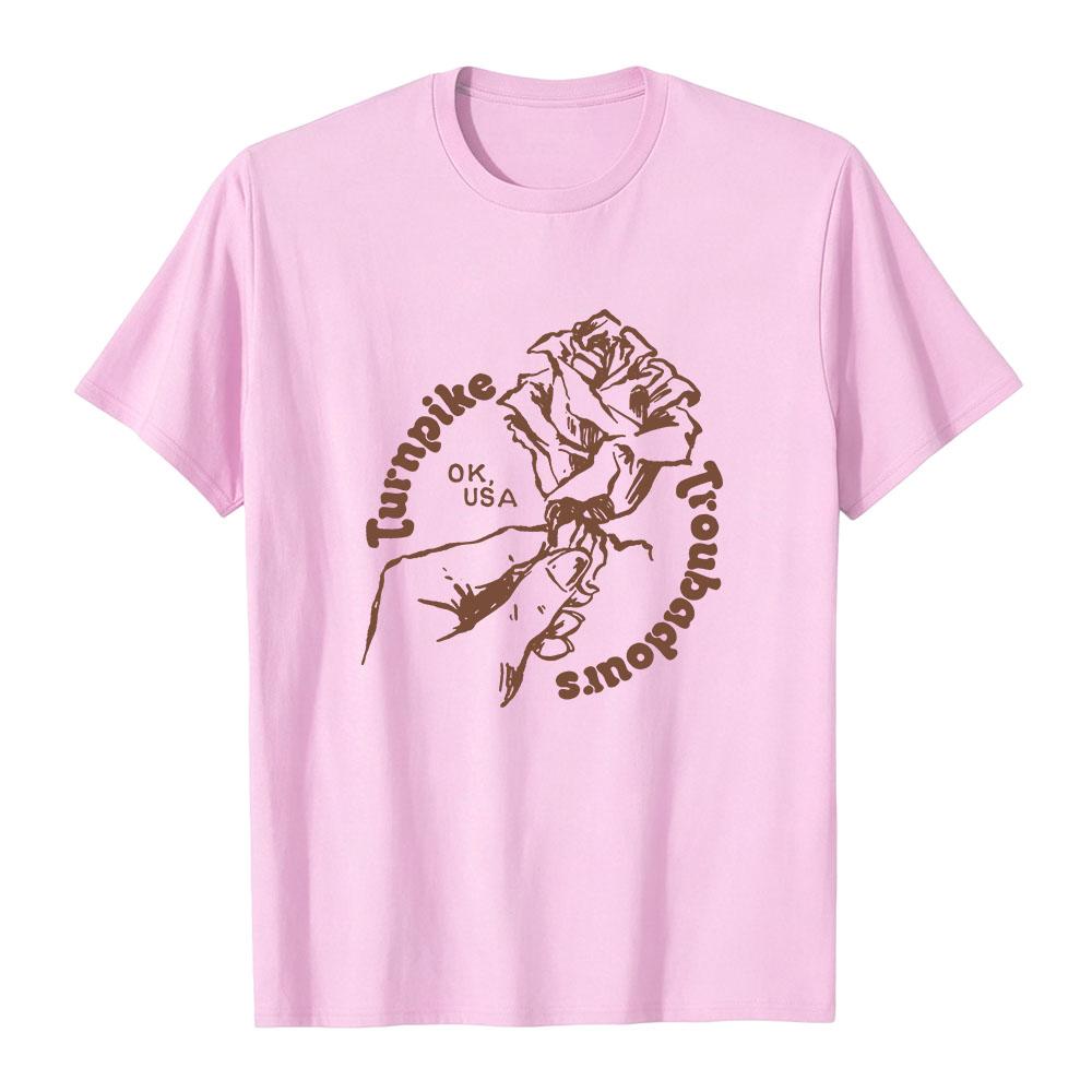TURNPIKE TROUBADOURS Rose Tee Summer Cotton Short Sleeve Male Tshirts Streetwear Unisex Design Graphic Print Merch Soft Casual