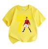 Boys Girls 100% Cotton Crew Neck Short Sleeve T-Shirt, Classic Football Star No.7 Ronaldo Printed Casual Soft Breathable Tee for Kids Daily Wear Sport