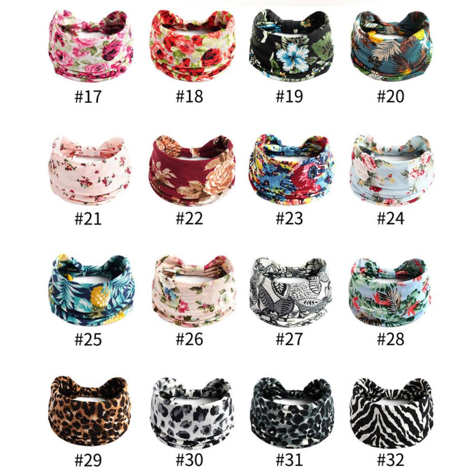 Algodão macio headwrap bandana turbante nó elástico acessórios para o cabelo vintage headbands ampla flor impressão boho