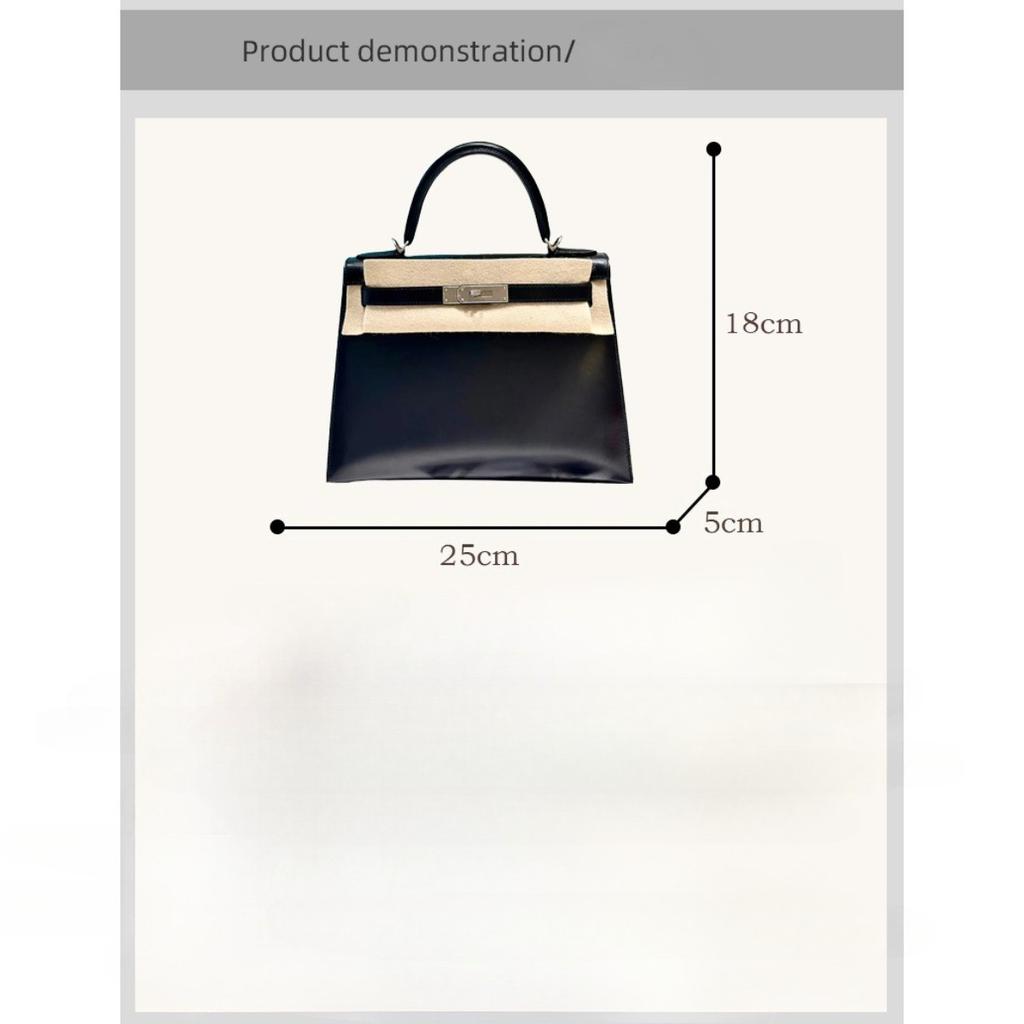 Haute couture version first layer box cowhide second generation Keli bag genuine leather women's bag commuter handbag shoulder messenger bag