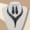High Wedding Jewelry Full Diamond Bridal Dress Noble Necklace Earrings Jewelry Set