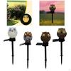 Outdoor Solar Pathway Light Garden Stake Animal Statue Ornament Landscaping Lamp Owl Figurine Warm