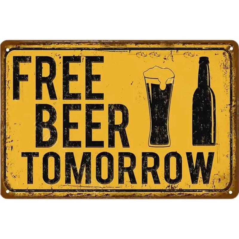 Vintage Beer Metal Sign, New Year Pub Decor Plaque
