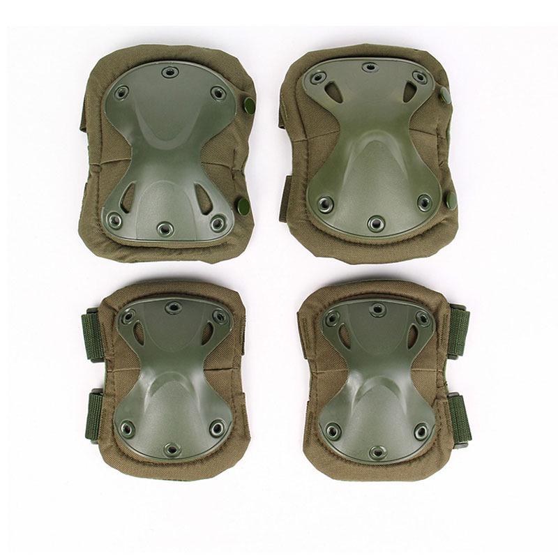 Camouflage Tactical Knee & Elbow Pads Set: 4-Piece Gear for Combat, Training, Riding & Sports Protection