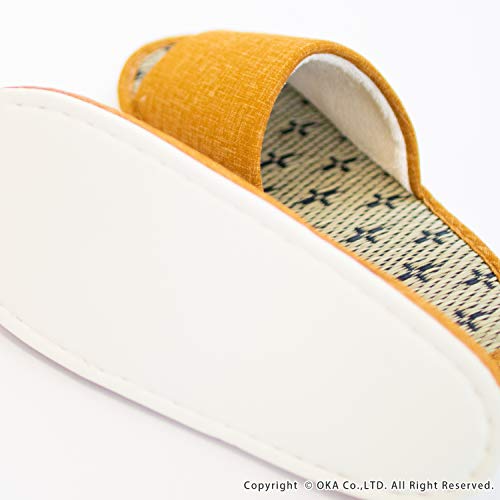OKA Japanese Tatami Slippers M Size Yellow (Foot Size Up To 24cm Igusa Japanese) 4548622995169
