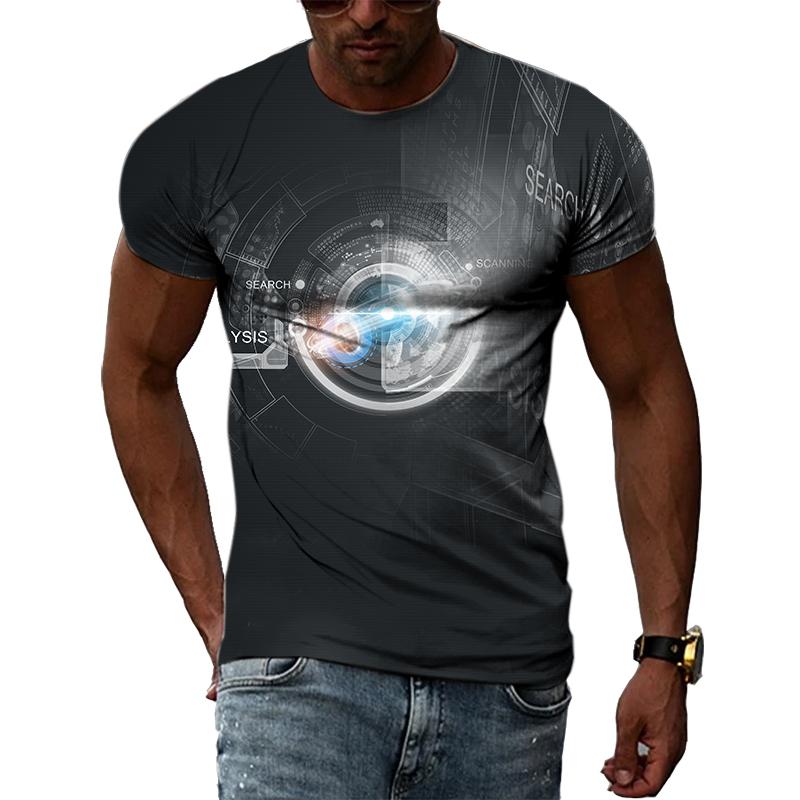 Letní móda Kreativní obrázek Pánské tričko Potištěné personalizované technologické prvky Vyrobeno v Číně Top s kulatým výstřihem a krátkým rukávem