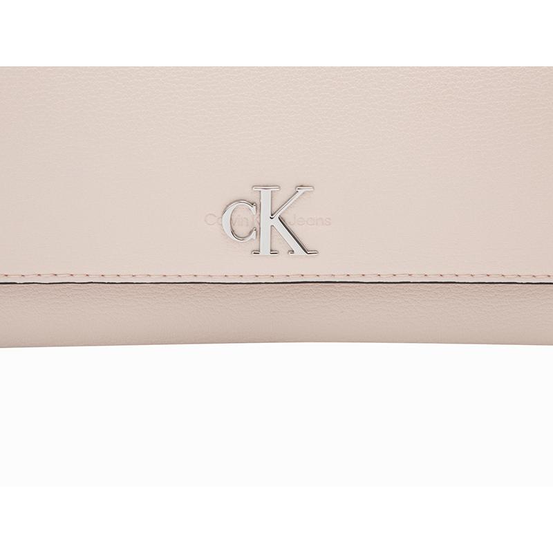Calvin Klein Borsa a Spalla Minimalista con Fibbia Metallica e Patta in Ecopelle con Texture a Grana di Ciottolo per Donna Borsa a Conchiglia-Rosa DH2806-PS2