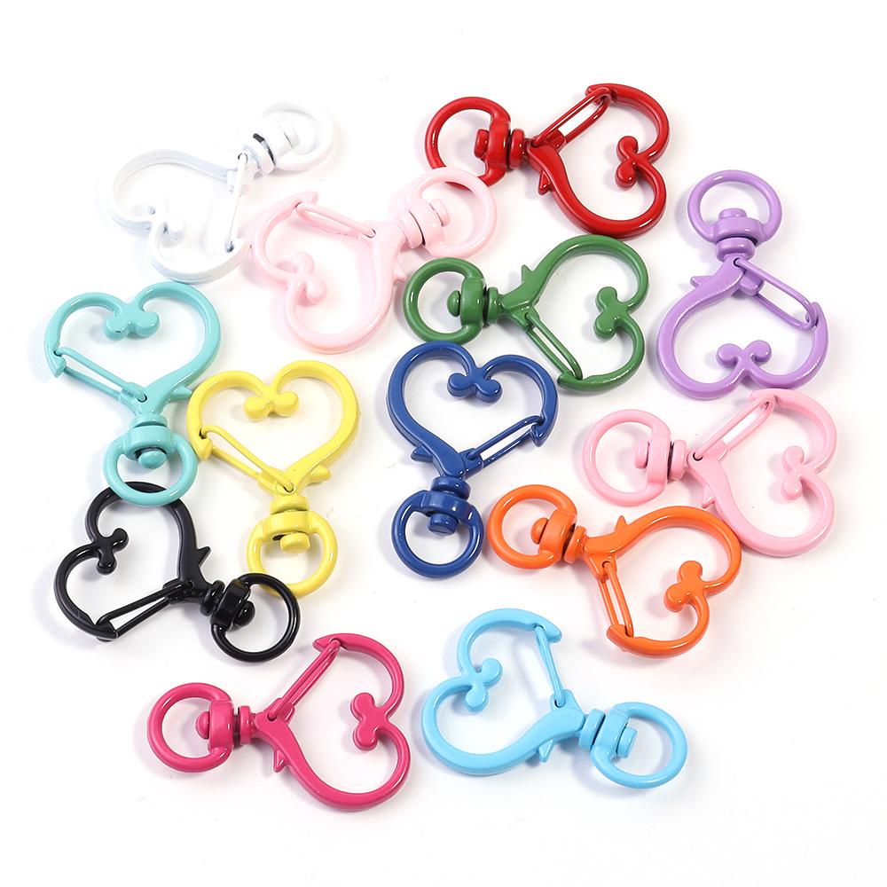 10Pcs Colorful Lobster Clasps Heart Star Moon Shaped Lobster Clasp Snap Hooks DIY Key Ring Bags Chains Jewelry Making Findings