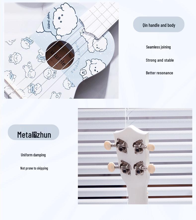 Charming Line Art Ukulele - Entry-Level Instrument for All Ages