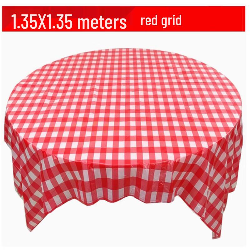 

Sheng Bi Lai Red Check Disposable Plastic Tablecloths, 1.35x1.35m, 30-Pack