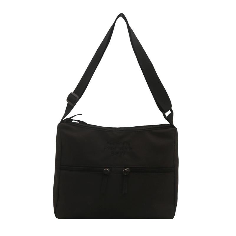 2025 Spring New Casual Light Cloth Bag Japanese Style Solid Color Simple Letter Embroidery Shoulder Bag Crossbody High Sense