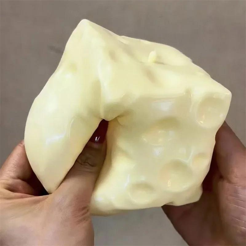 Cube Jumbo Cheese Stress Ball Big Cheese Shapeable Squeeze Ball Non-Bounce Fidget Toy Asmr Sensory Anti-Stress Christmas Gift