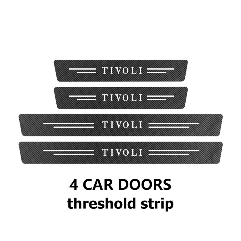 For SsangYong Car Interior Door Sill Strip Carbon Anti-Scratch Protector Sticker Musso Rexton Torres Kyron Actyon Tivoli Rodius