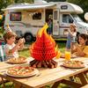 Fake Campfire Decoration 3D Paper Honeycomb Campfire Centerpiece Artificial Flame Folding