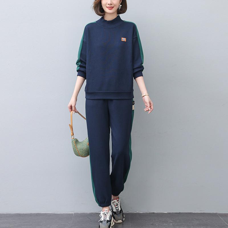 

Женский флисовый костюм: Модный и стильный костюм-двойка для мам Осень/Зима 2024 XL (125-135 jin) темно-синий