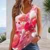 Women Plus Size Sleeveless V Neck Tank Top Vibrant Rainbow Heart Balloon Star Colorful Print Casual Top