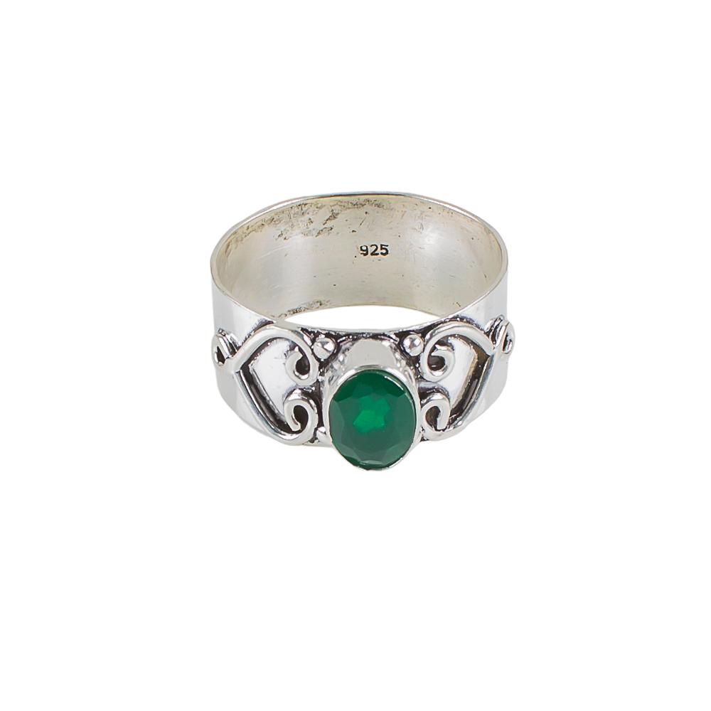 Green Onyx Gemstone 925 Sterling Silver Jewelry Handmade Women's Ring For Gift RR-16-8