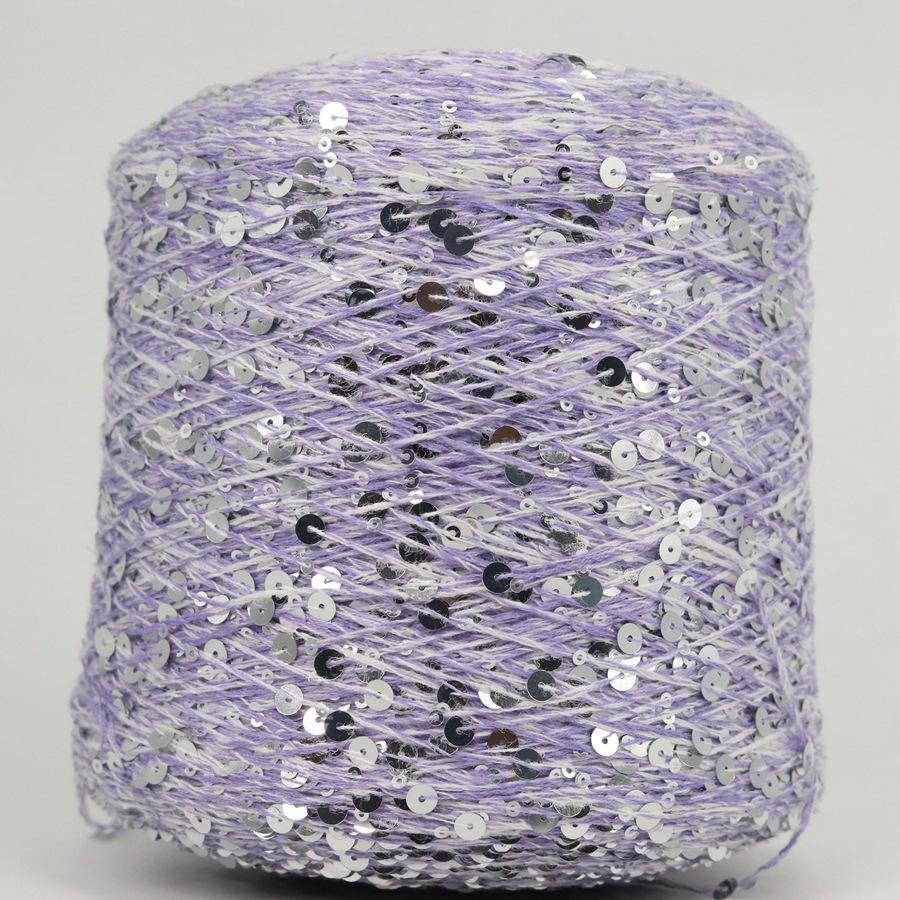 Hand-Knitted Bright Cotton Yarn with Sequins, 3MM+6MM, Combed and Fancy