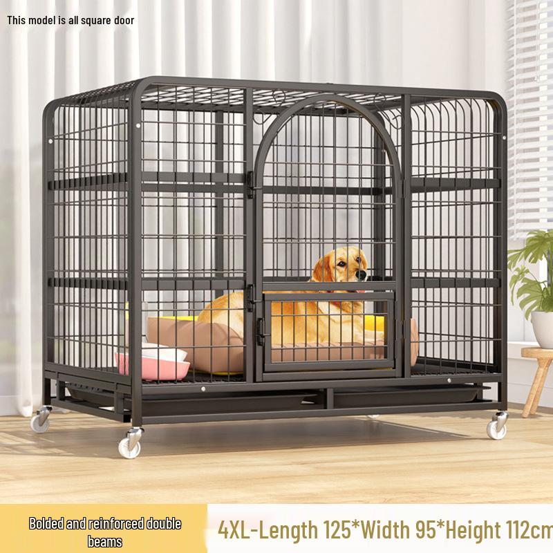 Medium & Large Dog Indoor Kennel with Full Square Tube Design and Built-in Toilet